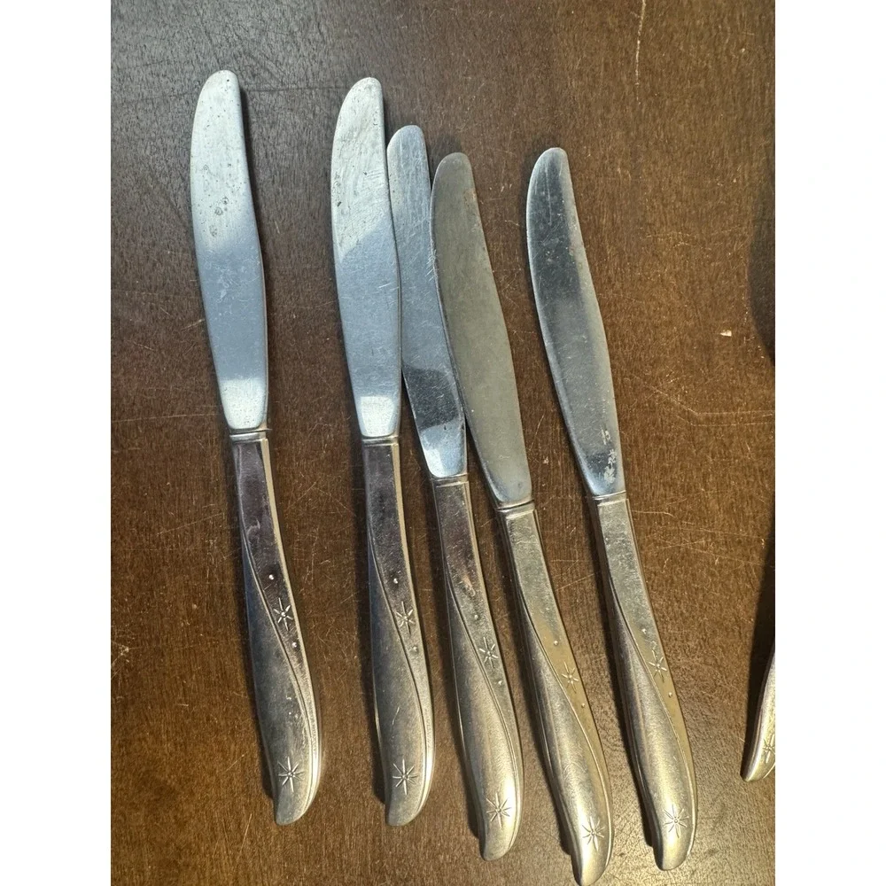 Oneida Twin Star A Mid-century Modern Pattern Stainless Flatware Lot Of 13